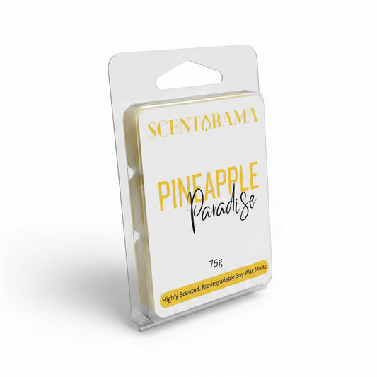 Pineapple Paradise Soy Wax Melts by Scentarama in packaging with 'Pineapple Paradise' text on a white background