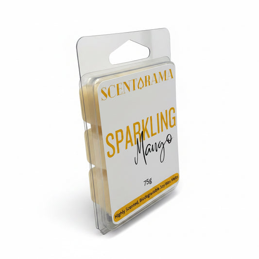 scentarama soy wax melts Packaged product with 'Sparkling Mango' text on a white background
