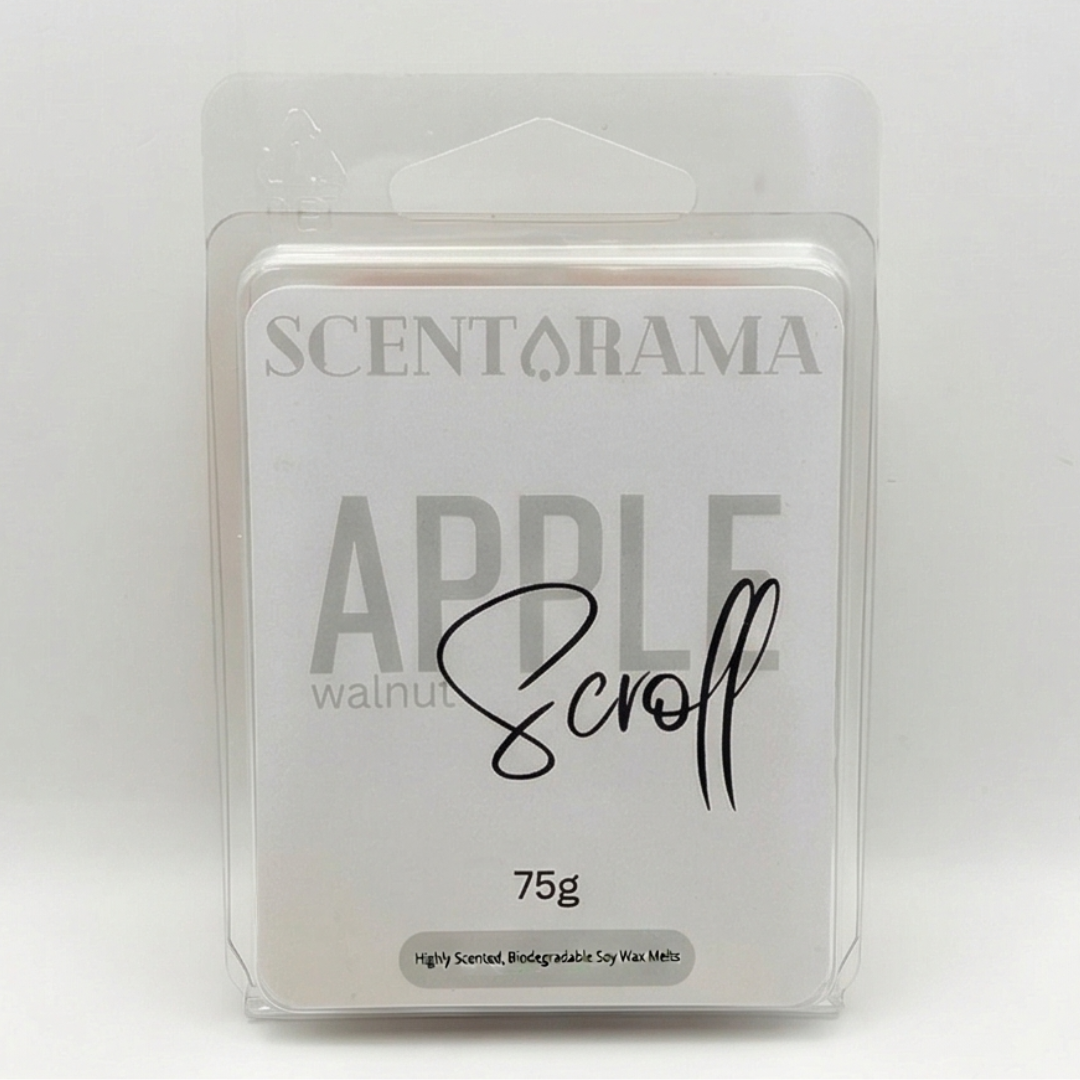 Scentarama Apple Walnut wax melt packaging on a white background