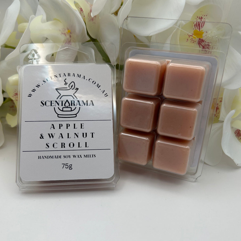 Apple and Walnut Scroll Clamshell Soy Wax Melt Product Photo