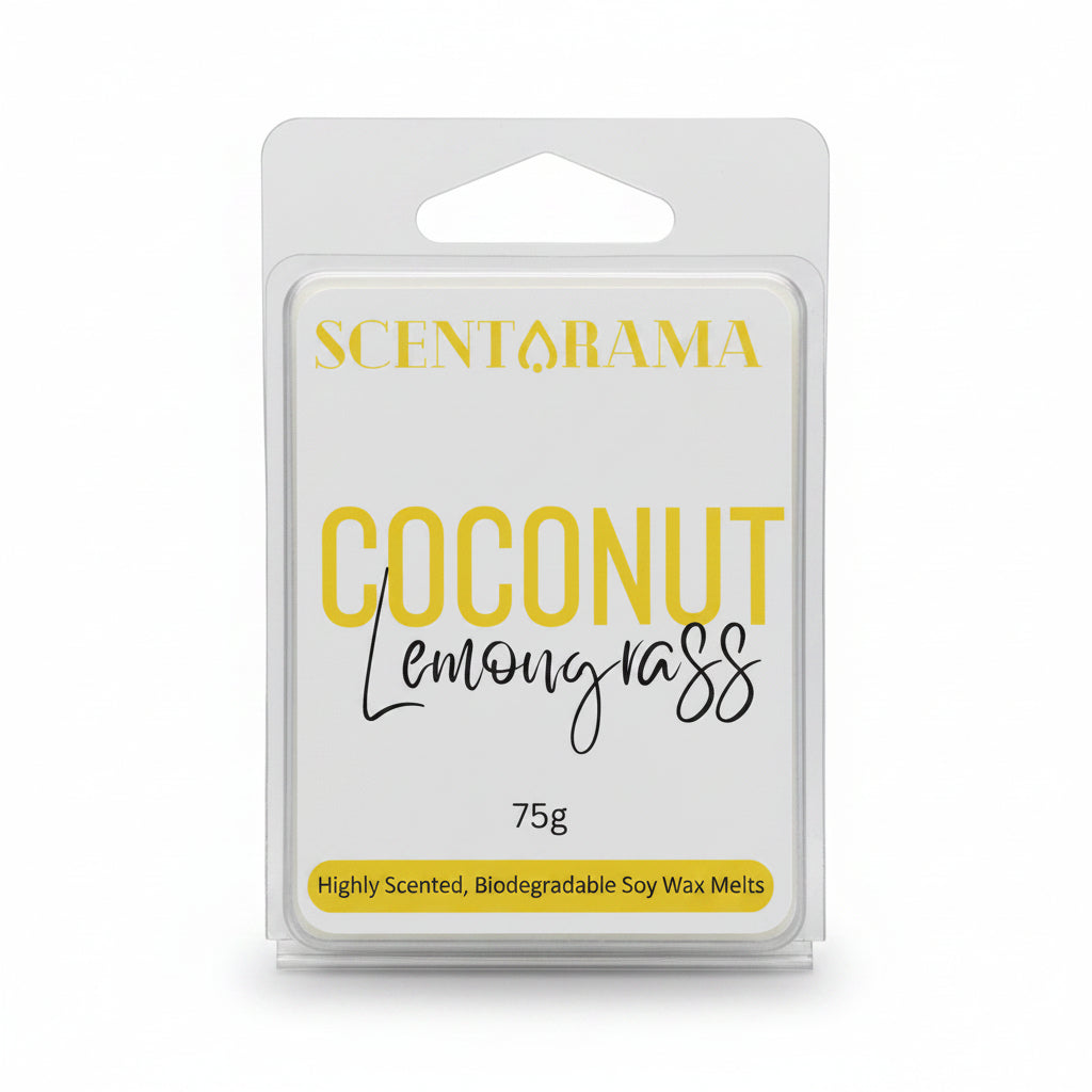 Coconut Lemongrass Soy Wax Melts by Scentarama Product Photo Front View on White background