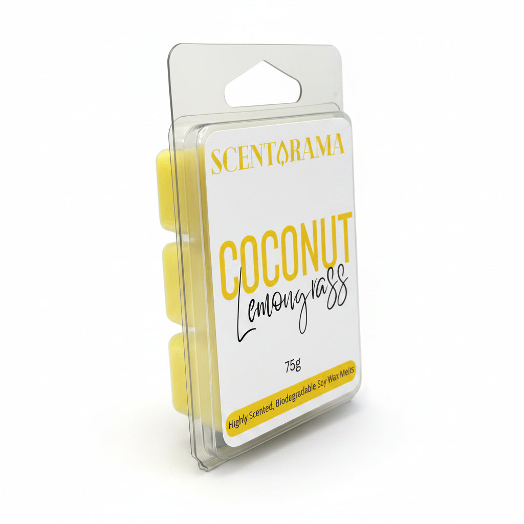 Coconut Lemongrass Soy Wax Melts by Scentarama Product Photo on white background