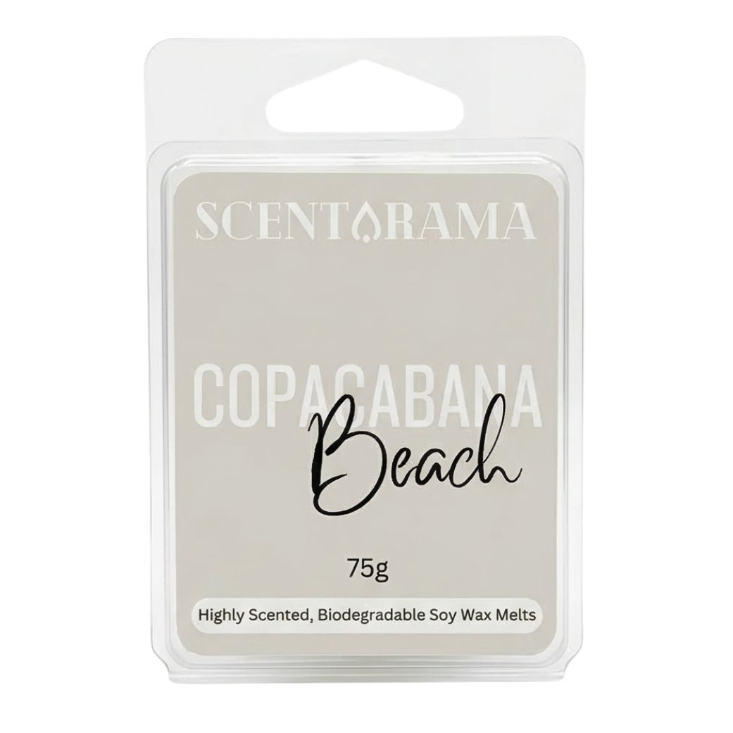 Scentarama wax melt package labeled 'Copacabana Beach' on a white background
