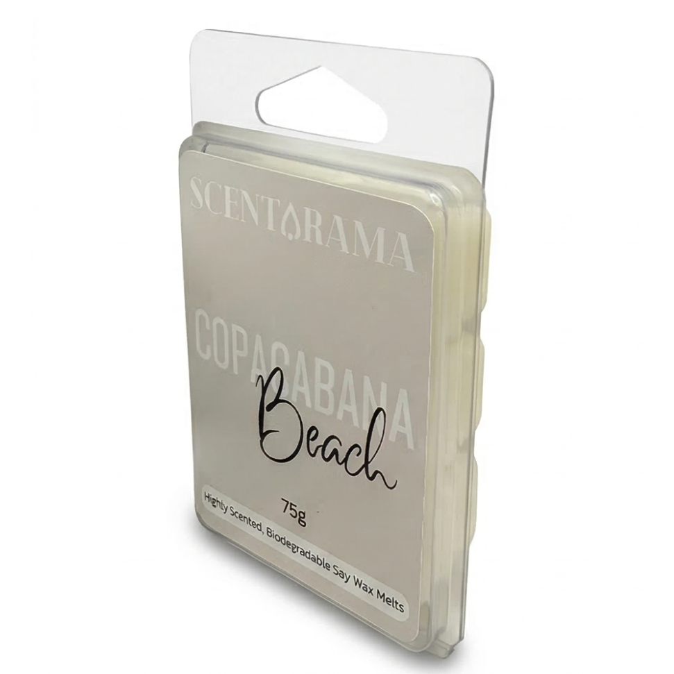 Scentarama Copacabana Beach wax melt packaging on a white background