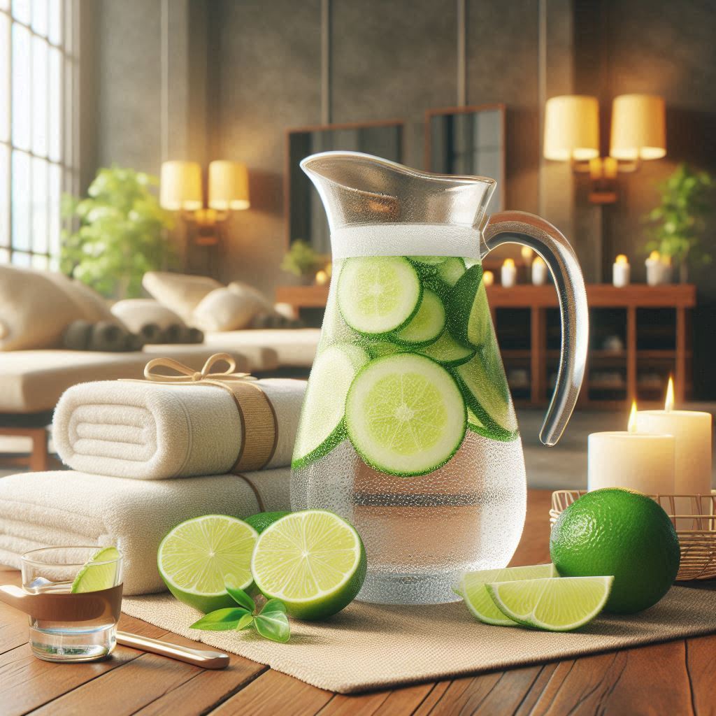 Cucumber in Water Jug in Spa AI Image