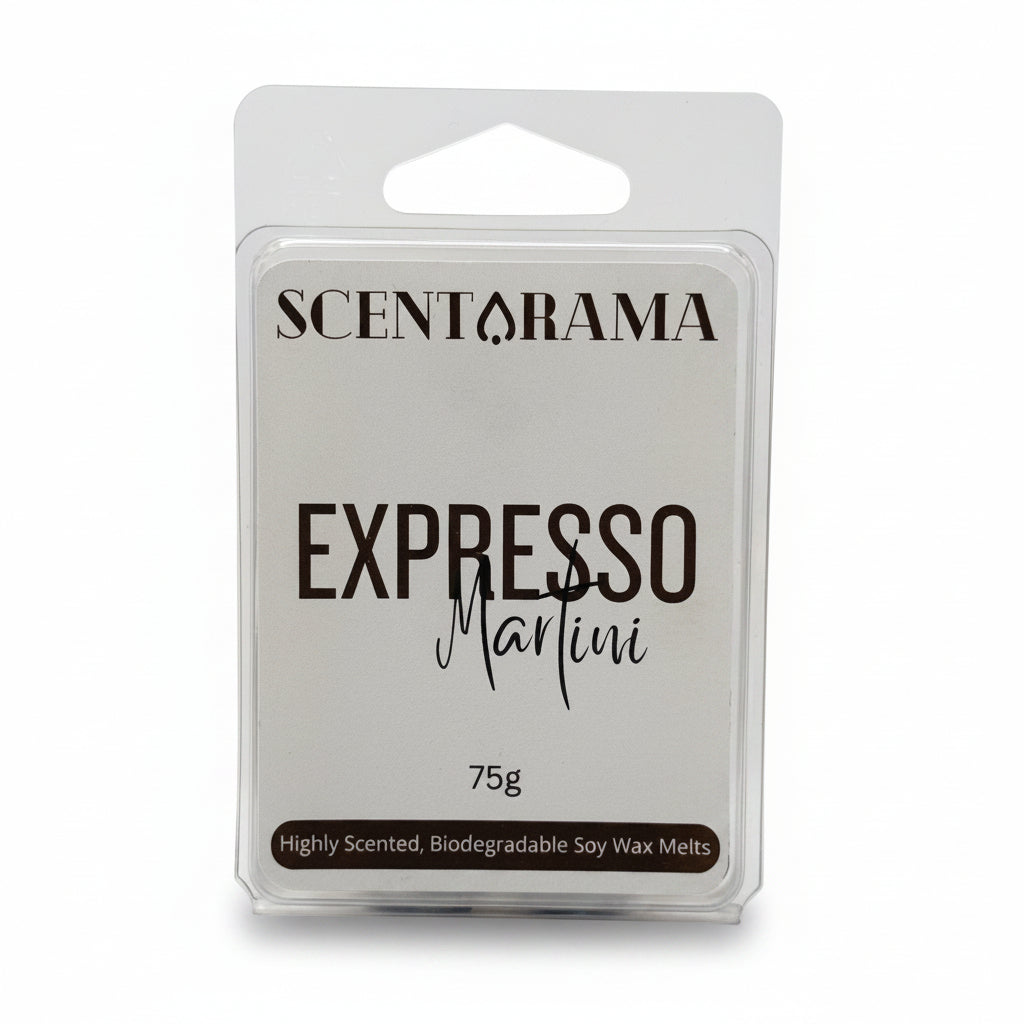 Expresso Martini Soy Wax Melts by Scentarama Clamshell Product Photo Front View on white backgroud