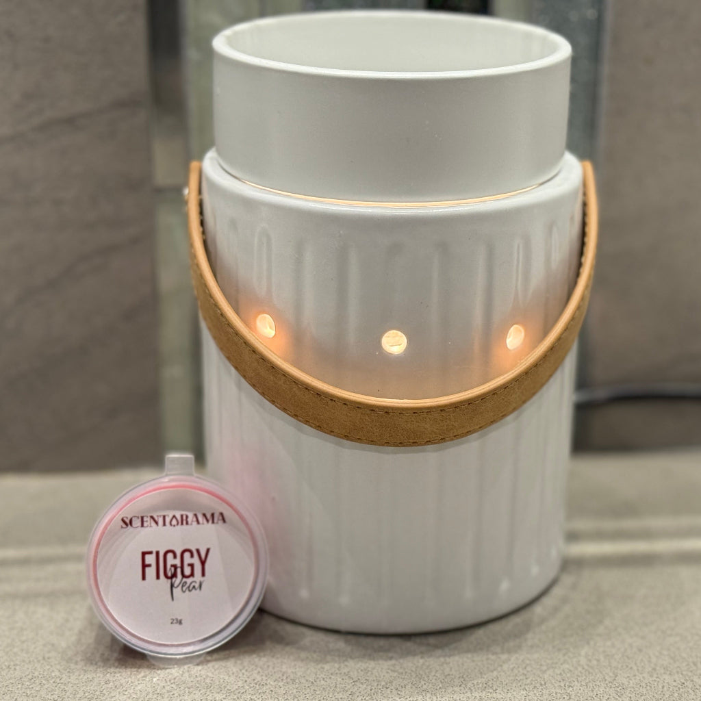 Figgy Pear Mini Pot and Leather Handle Wax Melt Warmer product photo