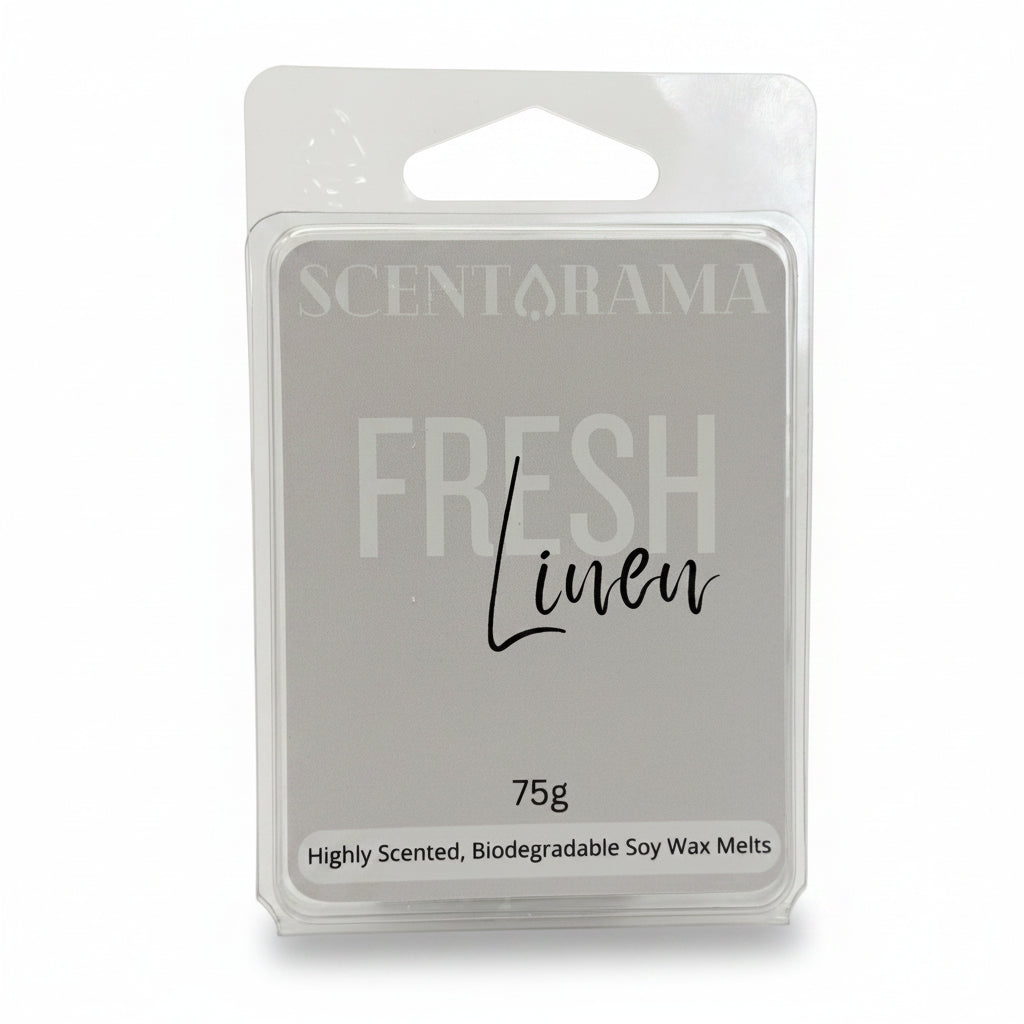 Fresh linen soy wax melts by Scentarama front view on white background