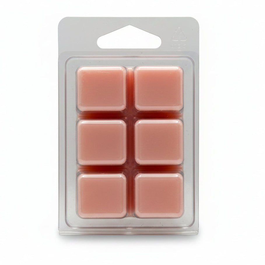 Six pink I'm Forever Blowing Bubblegum wax melts in a clear plastic clamshell package on a light gray background.
