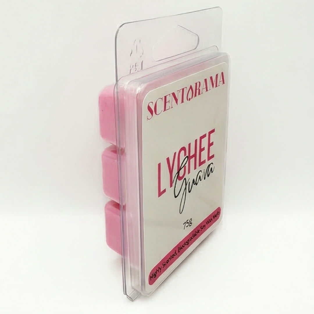 Scentarama Lychee Gevara wax melts packaging on a white background