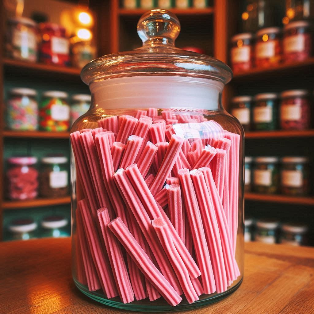 Musk Sticks in Lolly Shop AI Image to Depict Pink Musk Soy Wax Melt Scent