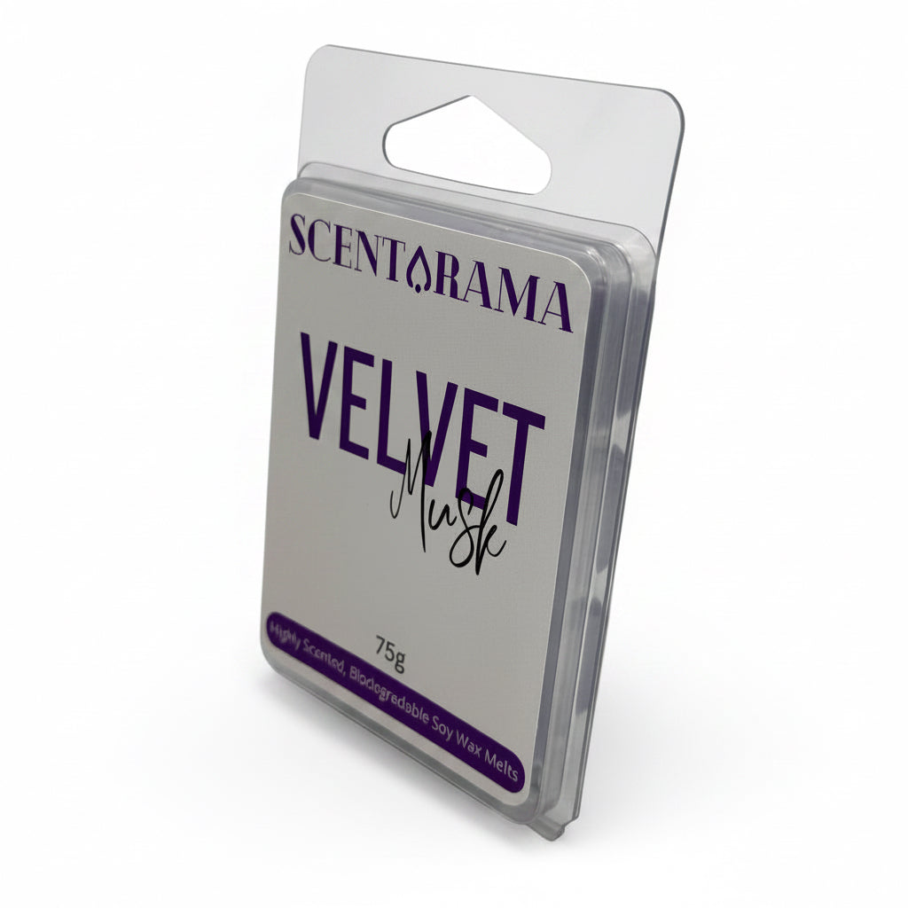 Scentarama Velvet Musk Soy wax melt in packaging on a white background