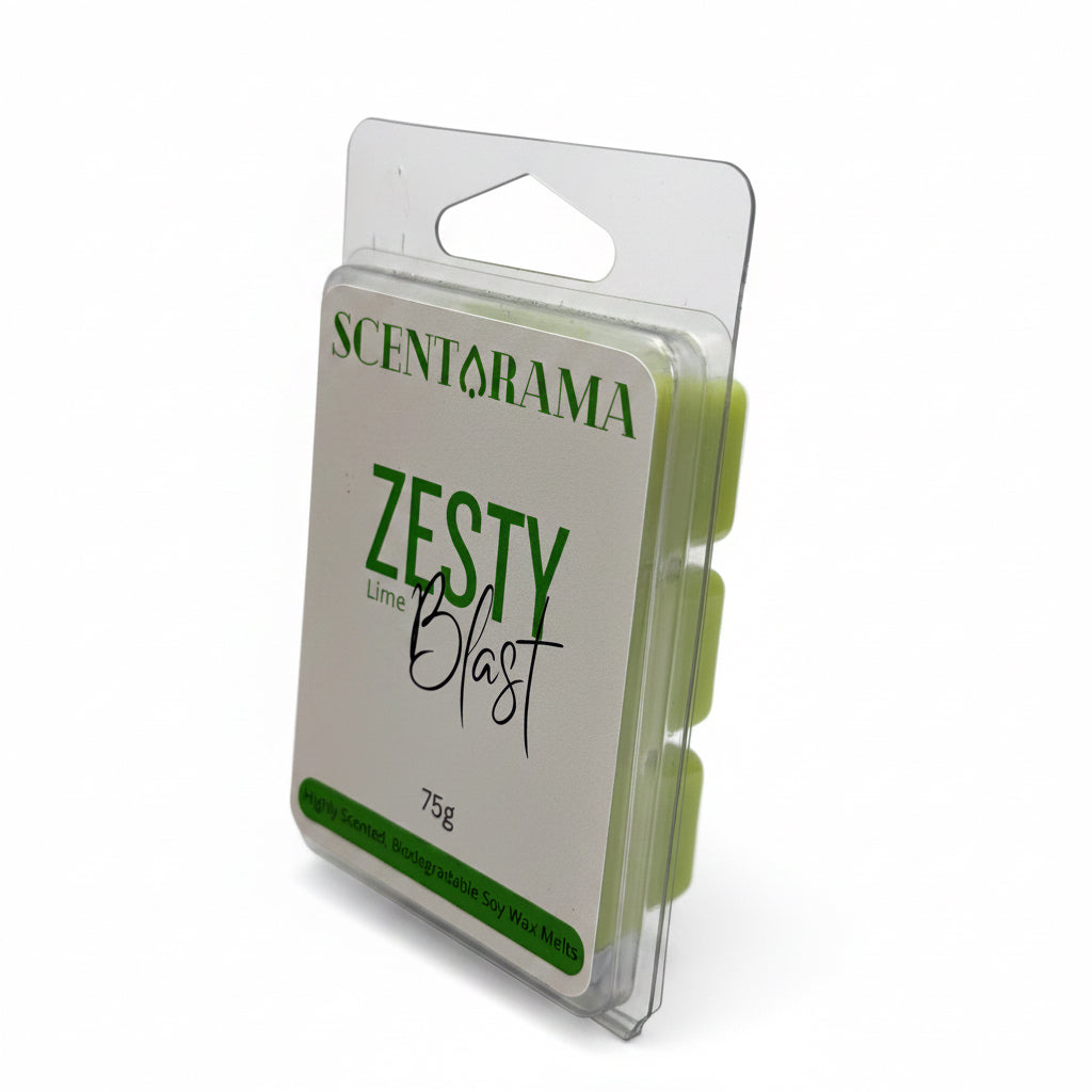 Scentarama Zesty Blast wax melts packaging on a white background